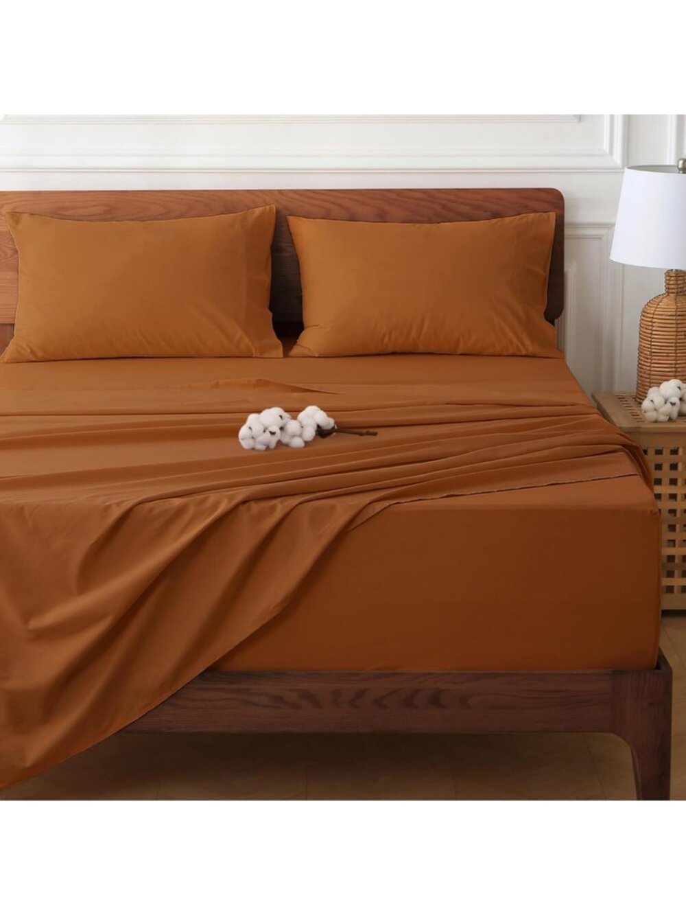 100% Cotton Terracotta Queen Sheets - Extra Deep Pocket 18-24 Inches